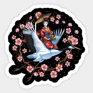 Japanese Crane Geisha Sticker